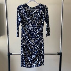 Ralph Lauren blue and white midi formal dress